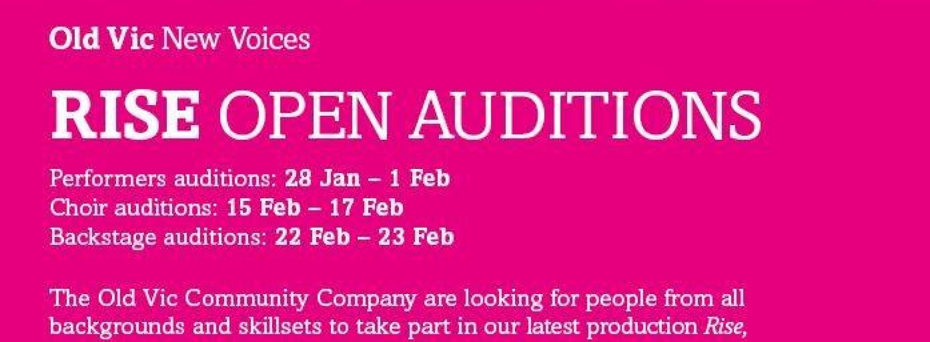 The Old Vic Theatre Rise Open Auditions